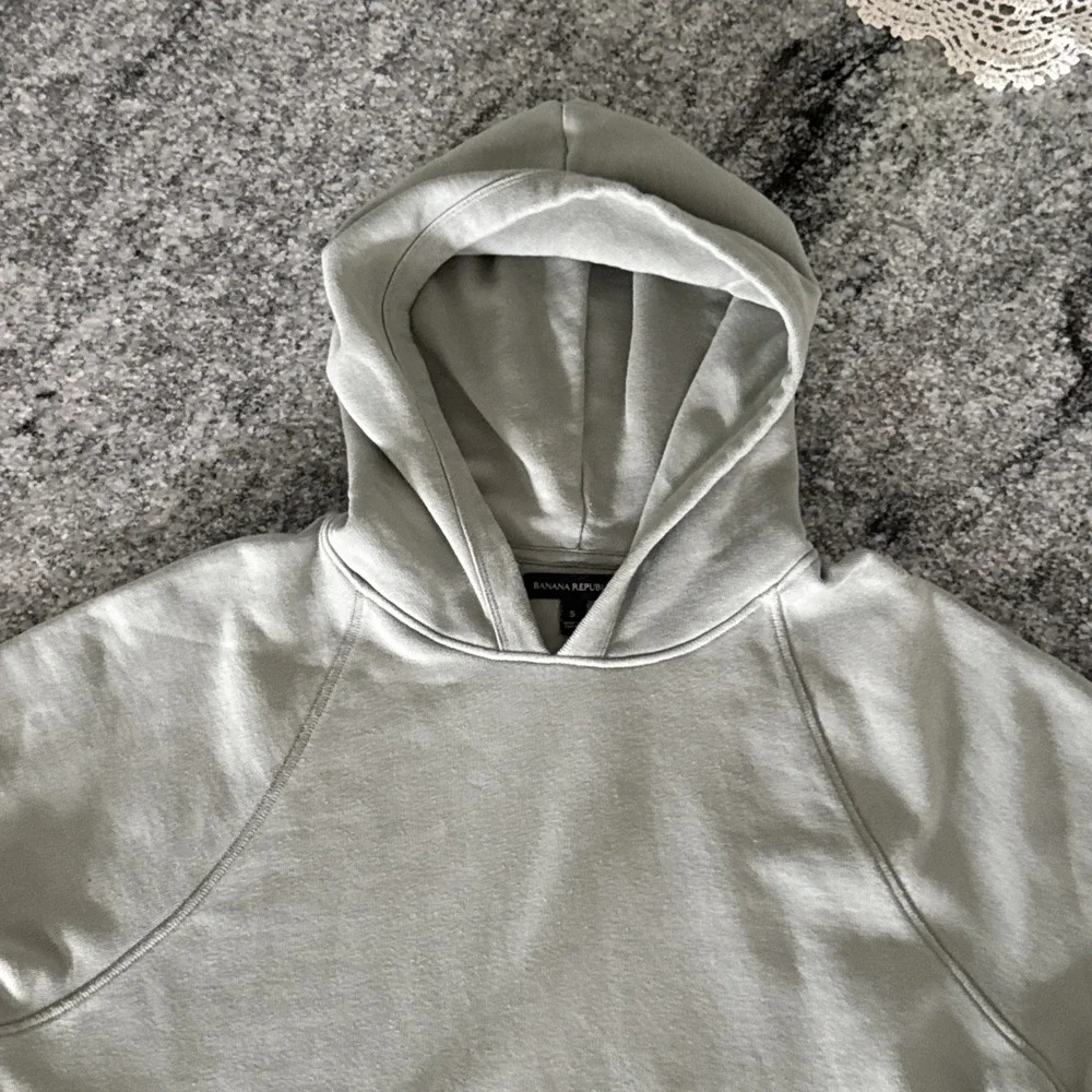 Banana Republic Hoodie Mens Small Olive Green 100% Cotton Pullover Long Sleeve